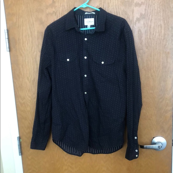 navy western style button down shirt with pearl buttons - Picture 2 of 8